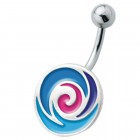 Bauchnabel Piercing mit emailliertem Design, Softeis blau