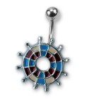 Bauchnabel Piercing mit emailliertem Design, Darts blau