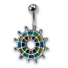 Bauchnabel Piercing mit emailliertem Design, Darts gr&uuml;n