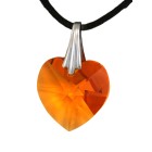 Swarovski-Kristallherz orange mit einer Kordelkette