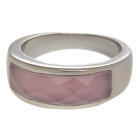 Stahlring mit synthetischem Stein in rosa