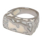 Stahlring mit wei&szlig;em Acryl und Blumenmuster