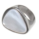 Steel ring with Mother of Pearl inlay