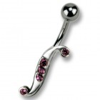 Bauchnabel Piercing mit Wave Design mit 5 Kristallen