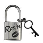 Kettenanh&auml;nger Schloss aus Edelstahl mit einem anh&auml;ngenden Schl&uuml;ssel und individueller Gravur