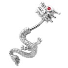 Bauchnabel Piercing mit doppeltem Design - Drache mit kleinen Swarovski Steinen als Augen