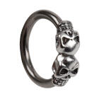 Front Closure Ring mit 925 Sterling Silber Verschluß und zwei Totenköpfen