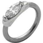 Front closure ring with 925 sterling silver clasp and oval Swarovski crystal