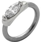 Front Closure Ring mit 925 Sterling Silber Verschlu&szlig; und  ovalem Swarovski Kristall