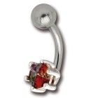 Bauchnabel Piercing mit einem Multi-Color Kristall, 8mm Durchmesser