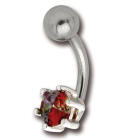 Bauchnabel Piercing mit einem Multi-Color Kristall, 8mm Durchmesser