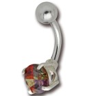 Bauchnabel Piercing mit einem Multi-Color Kristall, 11mm Durchmesser