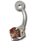 Bauchnabel Piercing mit einem Multi-Color Kristall, 11mm Durchmesser