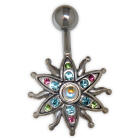 Bauchnabel Piercing mit Swarovski Cabouchon Steinen, Alien Star