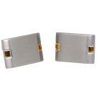 Manschettenknopf aus Edelstahl, mattiert mit 2 goldfarbenen Akzenten