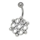 Bauchnabelpiercing mit einem Retro-Design aus 925 Silber 1.6x6mm / 1.6x8mm / 1.6x10mm / 1.6x12mm / 1.6x14mm