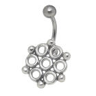 Bauchnabelpiercing mit einem Retro-Design aus 925 Silber 1.6x6mm / 1.6x8mm / 1.6x10mm / 1.6x12mm / 1.6x14mm
