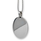 Shiny stainless steel oval pendant, 30x25mm