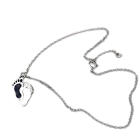 925 Sterling Silber Fu&szlig;kettchen, Erbskette mit Federring, Anh&auml;nger bl&auml;ck and white footprints