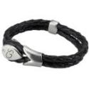 Geflochtenes Lederarmband  mit Tropfenverschlu&szlig; und Wunschgravur