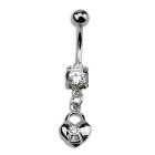 Edles Bauchnabel-Piercing: 316L ChirurgenstahlStab mit Zirkonie und Herz-Anh&auml;nger