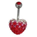 Bauchnabel K&ouml;rperschmuck Piercing mit Herz - rundum mit Kristallen besetzt