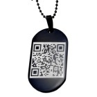 Anhänger Erkennungsmarke 23x38mm aus Edelstahl PVD schwarz beschichtet mit individuellen QR-Code graviert