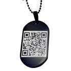 Anhänger Erkennungsmarke 23x38mm aus Edelstahl PVD schwarz beschichtet mit individuellen QR-Code graviert