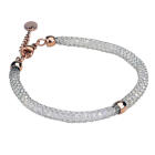 Armband aus geknotetem Edelstahl mit eingearbeiteten Kristallen, rosa-gold eingef&auml;rbt