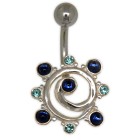 Bauchnabel Piercing mit Swarovski Cabouchon Steinen, Galaxie