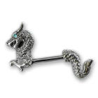 Bruststab mit 925 Sterling Silber - Drachen, Stabl&auml;nge und Kristallfarbe w&auml;hlbar