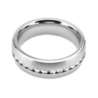 Stainless steel ring ring, 6mm wide, set with crystals all around