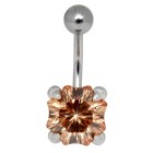 Bauchnabelpiercing 1.6x10mm mit spektakulärer, achteckiger Zirkonie, in Krallen gesetzt