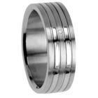 Titan Ring mit Diamant 4 rillen mattiert &amp; poliert