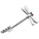 Bruststab mit 925 Sterling Silber - Libelle, L&auml;ngen und Kristallfarben w&auml;hlbar