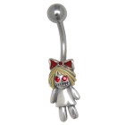 Bauchnabelpiercing mit einem Zombie Puppe mit blonden Haaren als Design 1.6x10mm