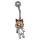 Bauchnabelpiercing mit einem Zombie Puppe mit blonden Haaren als Design 1.6x10mm