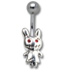 Bauchnabelpiercing mit einem Zombie Hasen Design 1.6x10mm