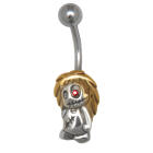 Bauchnabelpiercing mit einem Zombie Design blonder Punker 1.6x10mm