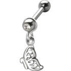 316L Stahl Helix Ohrpiercing 1.2x6mm, SCHMETTERLING-im-Flug-Anhänger