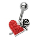 Bauchnabel Piercing Motiv Herz mit Rose