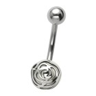 316L Bauchnabel Piercing, Perle mit Motiv Blüten-Ornament