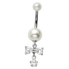 316L Bauchnabel Piercing, Perle mit zierlichem Anh&auml;nger