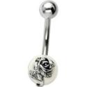 316L Bauchnabel Piercing, Perle mit Blumenmotiv Edelwei&szlig; 03