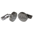 Cufflinks SCHOOL in polished stainless steel with engraving