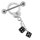 Brustwarzen Piercing Schild LOS VEGOS aus 925 Sterling Silber mit Handschelle