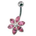 Bauchnabel Piercing mit 925  Silber Bl&uuml;ten Motiv 464