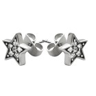 316L stud earrings, star shaped crystals