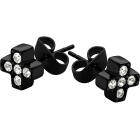 316L Ohrstecker, schwarz, Kristalle kreuzf&ouml;rmig