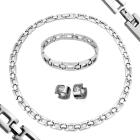 Mehrteiliges Set aus Edelstahl - Collier, Armband und Ohrringe